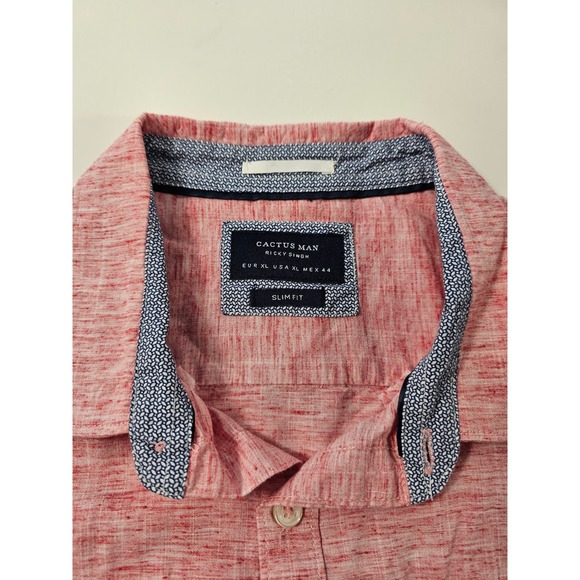 Cactus man size XL slim fit short sleeve button up heathered red ^ - Picture 4 of 7
